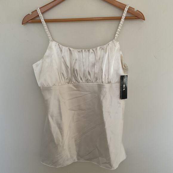 Y2k 90s A.Byer Ivory Satin Babydoll Whimsigoth Grunge Coquette Cami Top L USA - Picture 1 of 10
